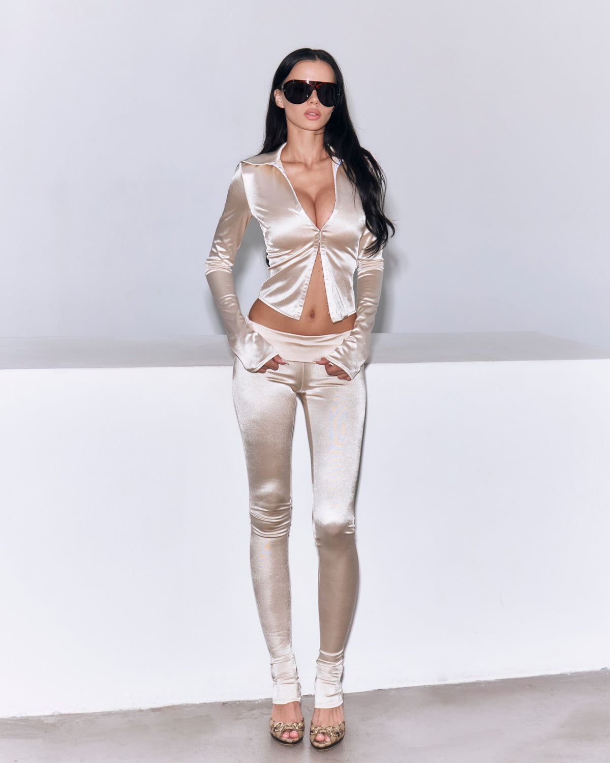 Noire Blouse on model