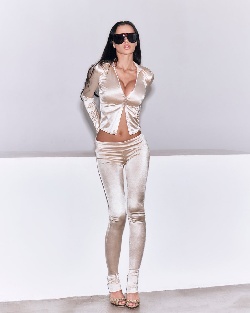 Noire Blouse on model